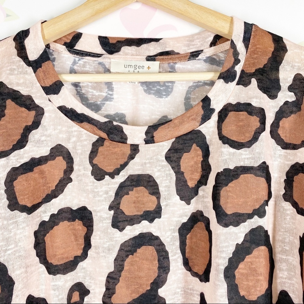 Umgee Plus Leopard Animal Print Oversized Long Sleeve Shirt XL - Picture 2 of 10